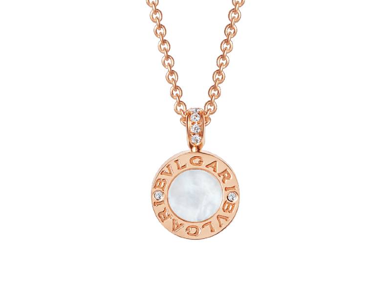 CHAIN IN ROSE GOLD WITH ROSE GOLD PENDANT SET WITH MOTHER OF PEARL, ONYX AND PAVE' DIAMONDS BULGARI BULGARI BULGARI CL856190